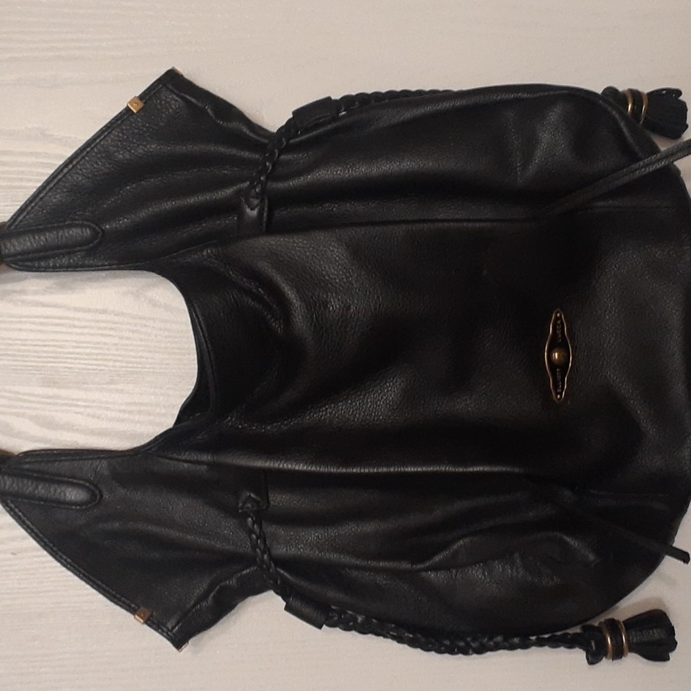black pebble leather shoulder bag ( Elliott  Lucca )
